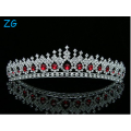 Mariage de mariée en marquage de marquage Pierres de strass en cristal Tiara - Cristaux rouges plaqués d&#39;argent